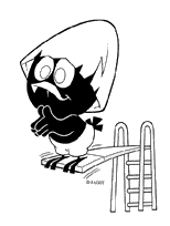 coloriage Calimero a la piscine fait un plongeon